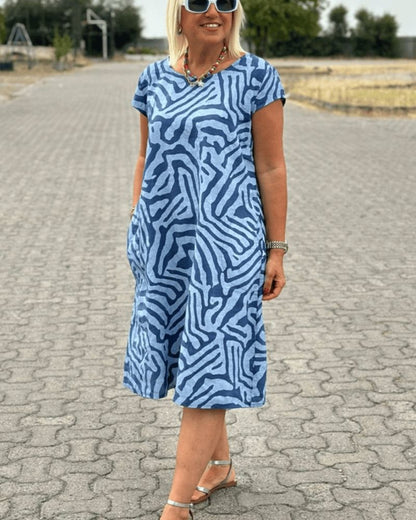Nelia zomer jurk met ronde hals