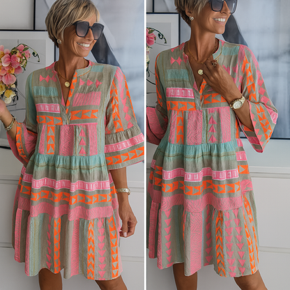 Stacey - Geborduurde zomerjurk mini